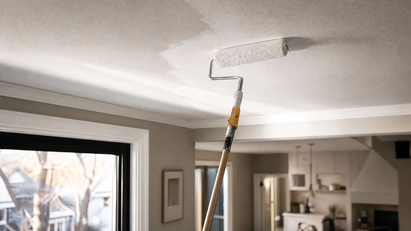 Comparison of a flat drywall ceiling, a stairwell ceiling and a vaulted ceiling with the height multiplier applied to each